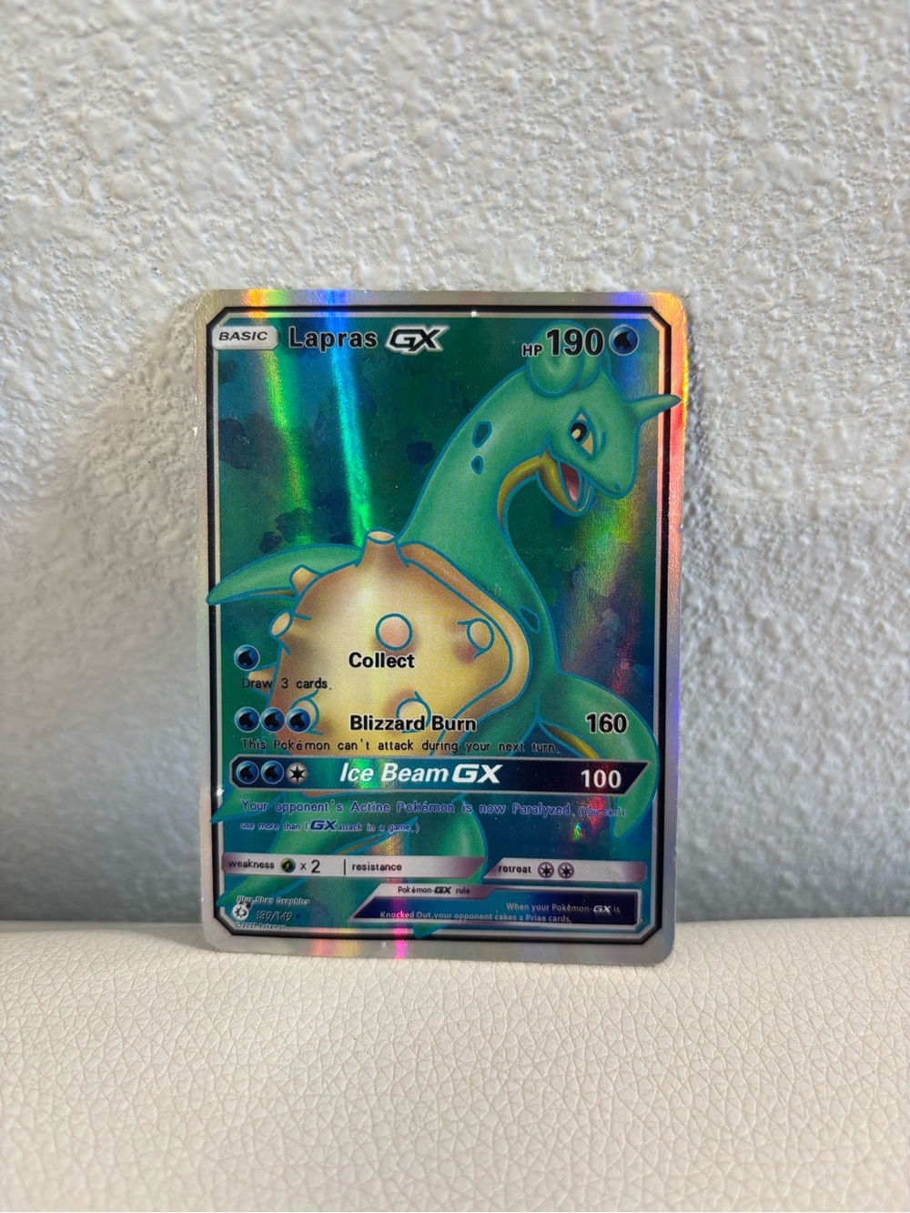 Pokemon Official Lapras GX Full Art Sun & Moon Base Set Ultra Rare